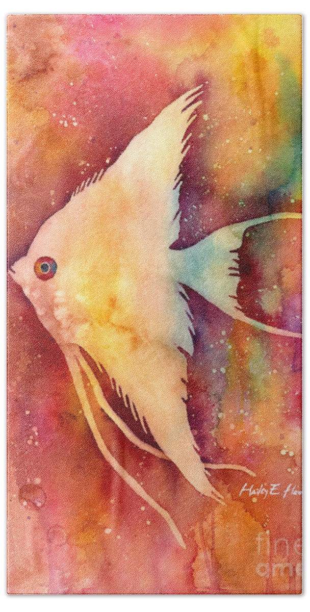 Fish Hand Towel featuring the painting Angelfish II by Hailey E Herrera