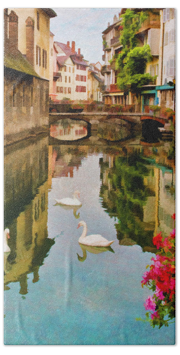 Annecy Bath Towel featuring the photograph Annecy by Jean-Pierre Ducondi