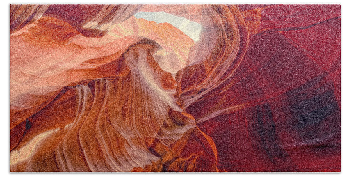 Upper Bath Towel featuring the photograph Antelope Canyon Navajo Nation Page Arizona Weeping Warrior by Silvio Ligutti