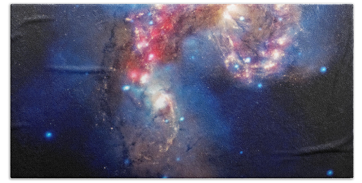 Universe Hand Towel featuring the photograph Antennae Galaxies Collide 2 by Jennifer Rondinelli Reilly - Fine Art Photography