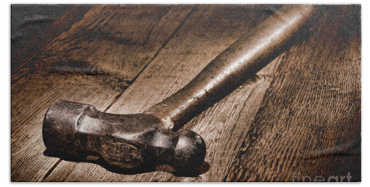 Hammer Bath Towel featuring the photograph Antique Blacksmith Hammer by Olivier Le Queinec