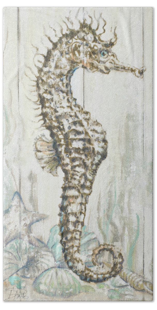 Antique Hand Towel featuring the digital art Antique Sea Horse I by Patricia Pinto