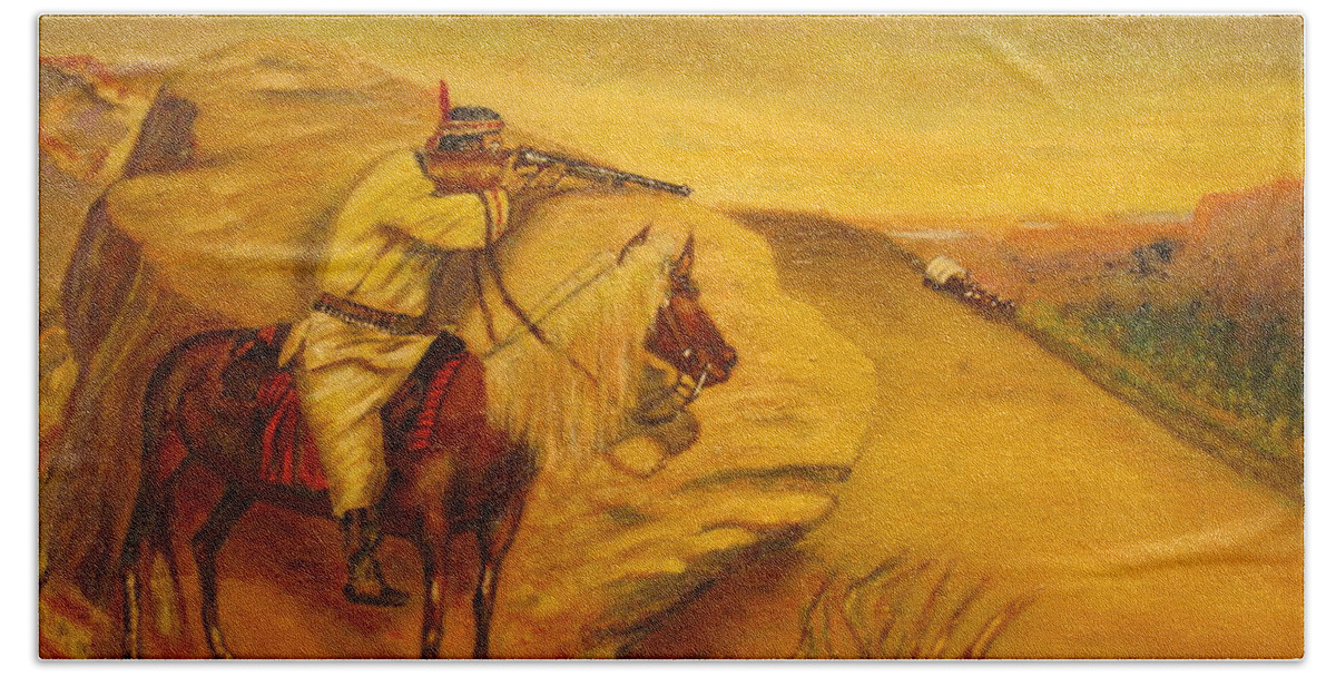 Indian Hand Towel featuring the painting Apache by Anthony Morretta