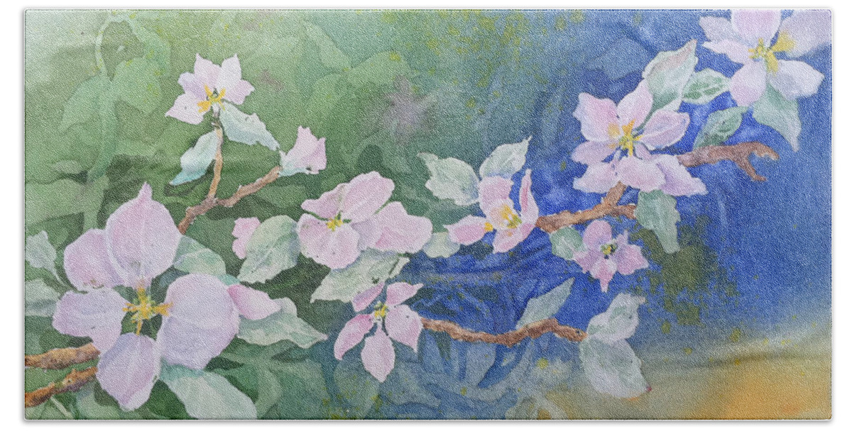 Flowers Bath Towel featuring the painting Apple Blossoms 2 by Christine Lathrop