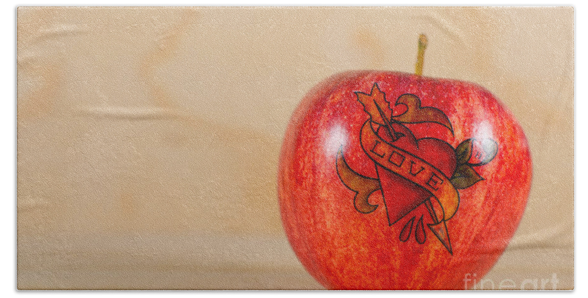 Red Bath Towel featuring the photograph Apple Love by Jonas Luis