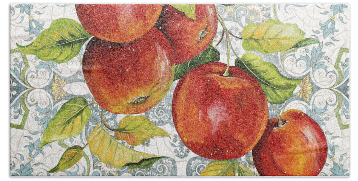 Painting Bath Towel featuring the painting Apples on Damask by Jean Plout