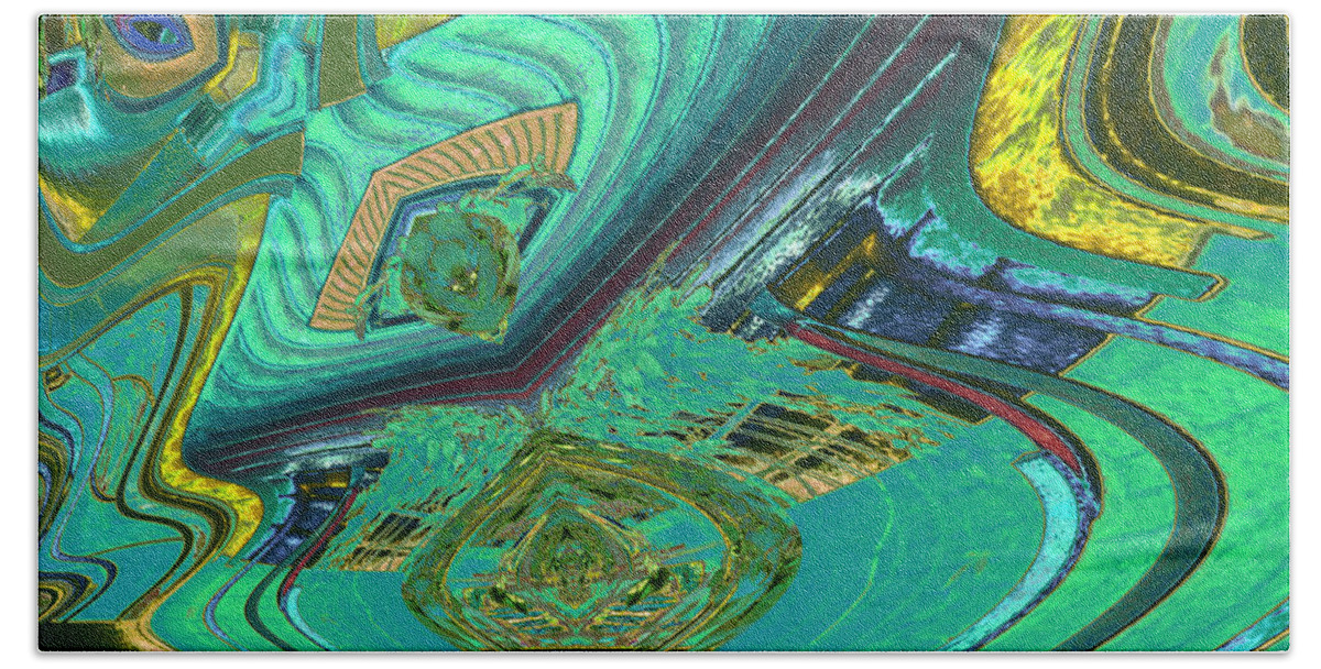 Abstract House Hand Towel featuring the digital art Aqua House 3 by Don and Judi Hall