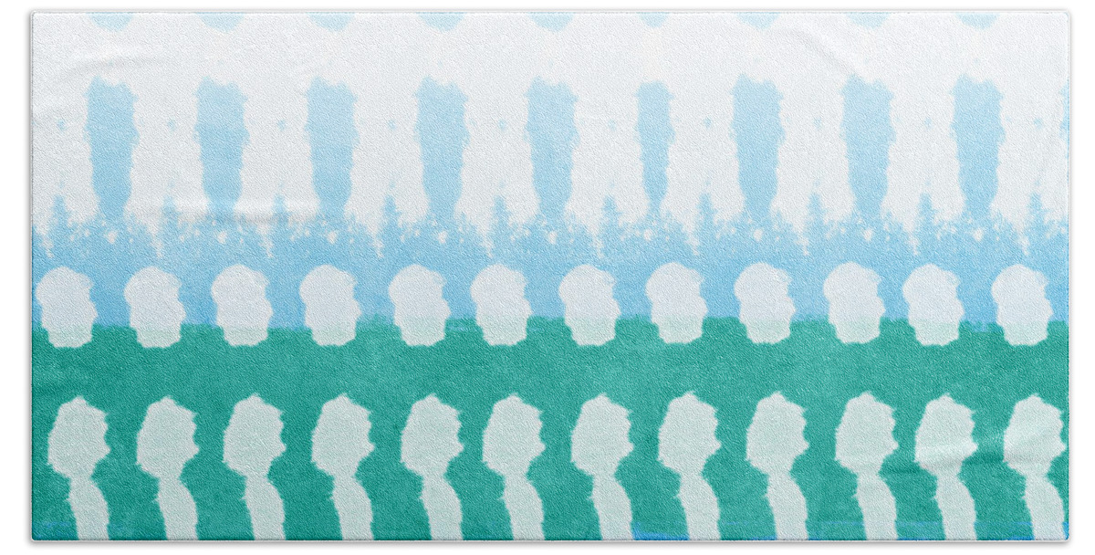 Aqua Hand Towel featuring the painting Aqua by Linda Woods