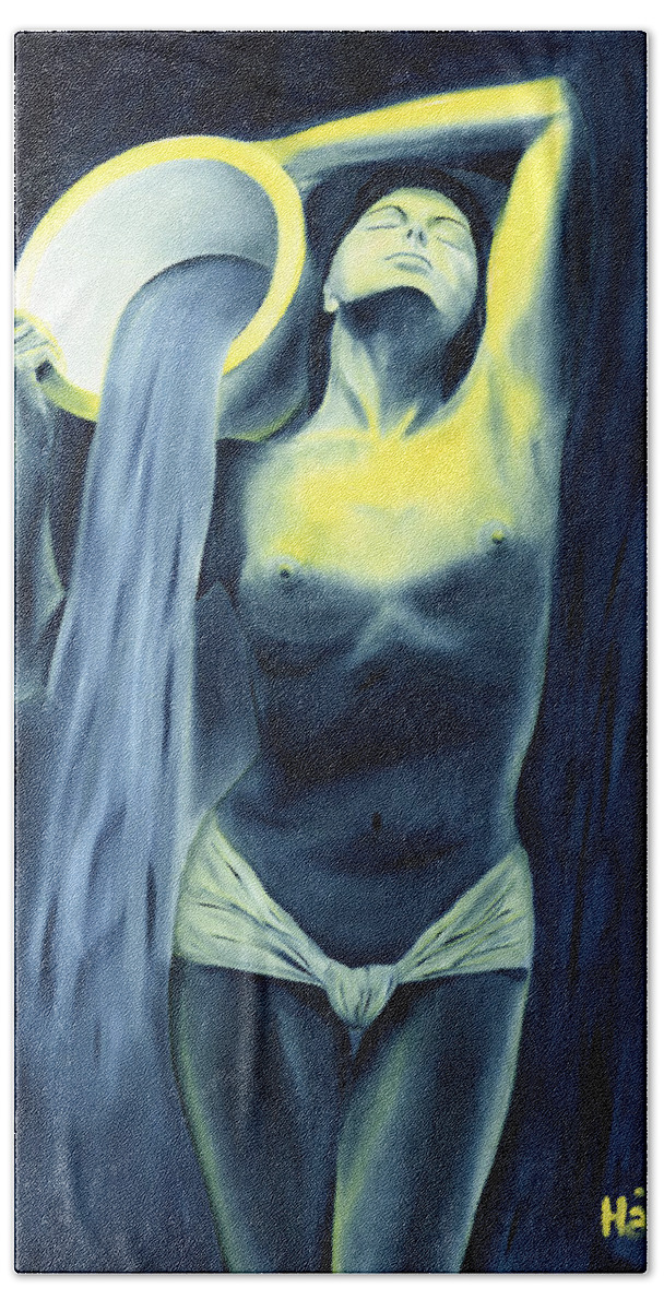 Artistic Hand Towel featuring the painting Aquarius by Hakon Soreide