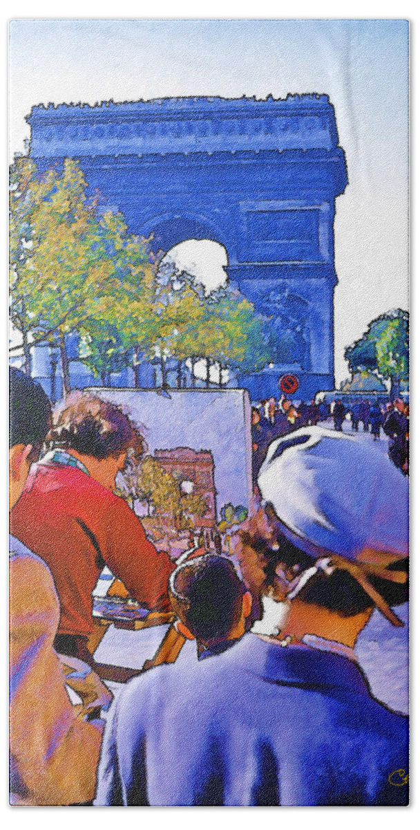 Paris Bath Towel featuring the photograph Arc de Triomphe Painter by Chuck Staley