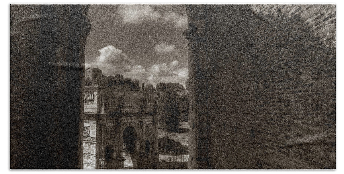 Arch Of Constantine Hand Towel featuring the photograph Arch of Constantine from the Colosseum by Michael Kirk