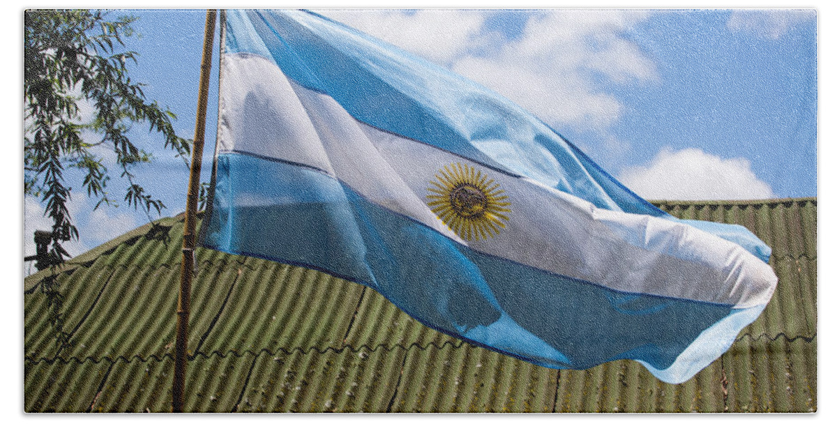 Argentina Bath Towel featuring the photograph Argentina Flag by John Daly