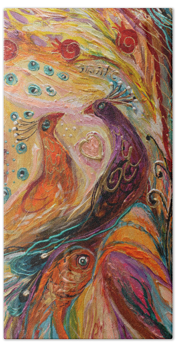 Jewish Art Prints Bath Towel featuring the painting Artwork Fragment 69 by Elena Kotliarker
