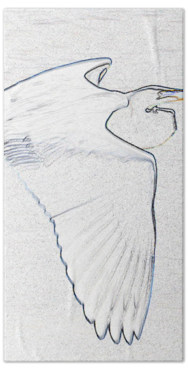 Great White Egret Hand Towel featuring the painting AS original work GW egret by David Lee Thompson