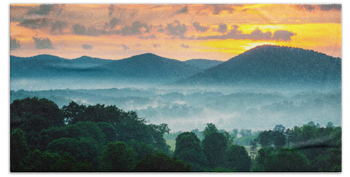 Asheville Nc Bath Towel featuring the photograph Asheville NC Blue Ridge Mountains Sunset - Welcome to Asheville by Dave Allen