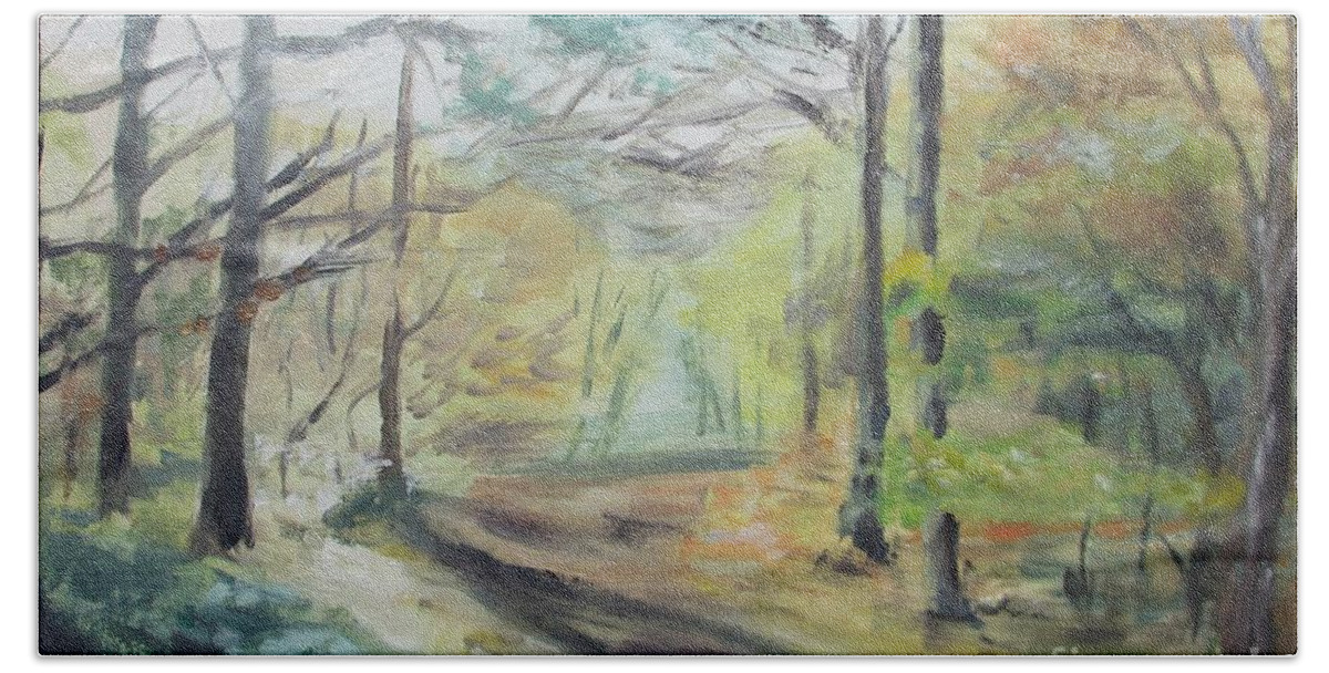 Impressionism Hand Towel featuring the painting Ashridge Woods 2 by Martin Howard