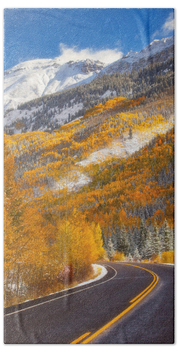 Colorado Hand Towel featuring the photograph Aspen Highway by Darren White