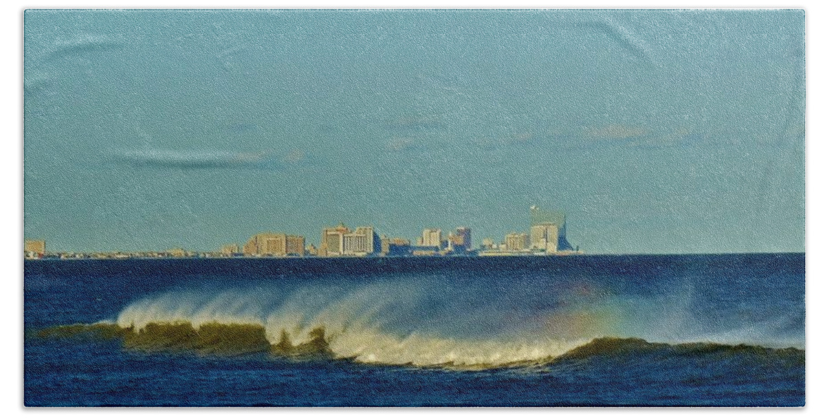 Water Hand Towel featuring the photograph Atlantic City by Ed Sweeney