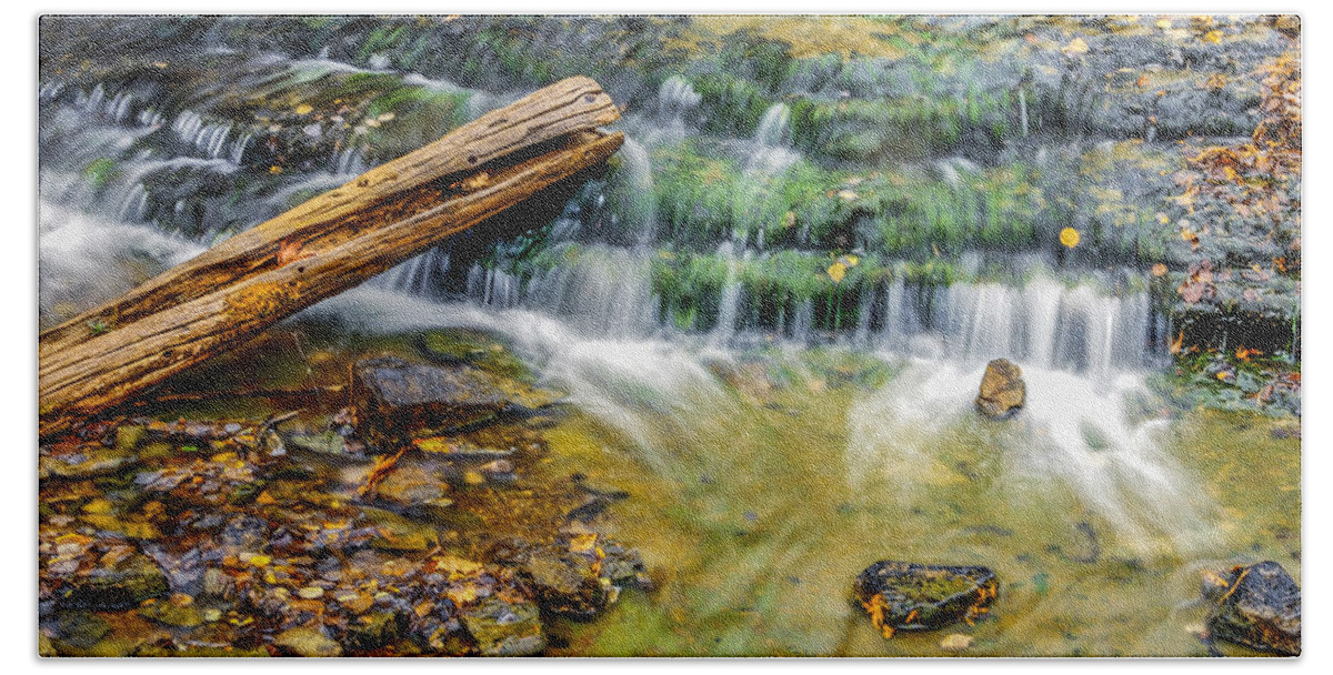 Optical Playground By Mp Ray Bath Towel featuring the photograph Au Train Falls IV by Optical Playground By MP Ray