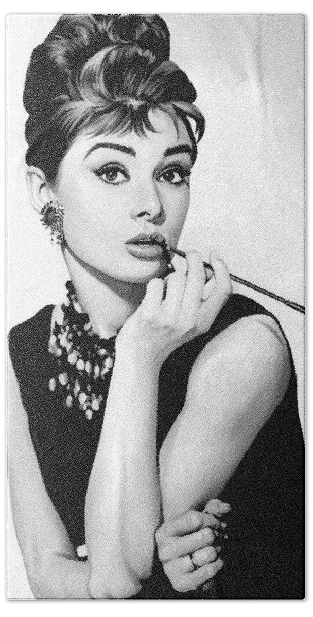 Audrey Hepburn Paintings Hand Towel featuring the painting Audrey Hepburn Artwork by Sheraz A