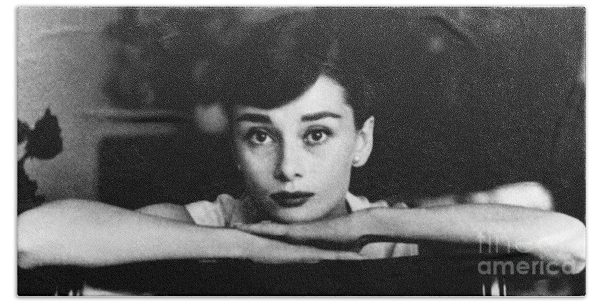 Audrey Hepburn Bath Towel featuring the photograph Audrey Hepburn by George Daniell