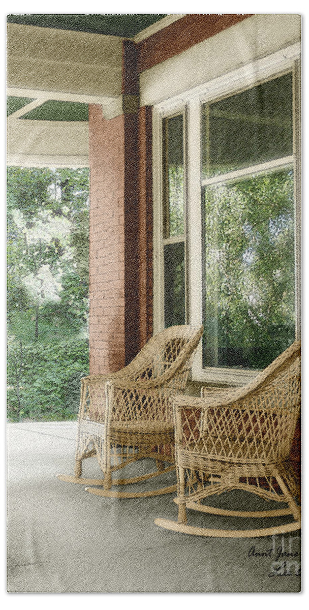 Historic Homes Hand Towel featuring the photograph Aunt Jane's Porch by Lee Owenby