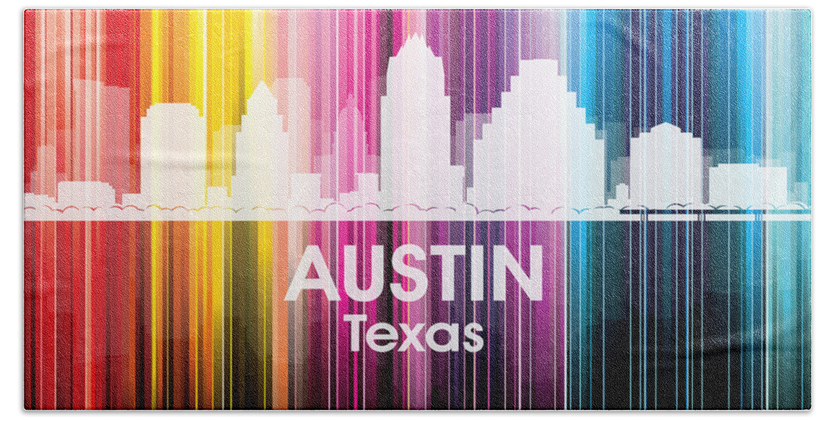 City Silhouette Bath Towel featuring the digital art Austin TX 2 by Angelina Tamez