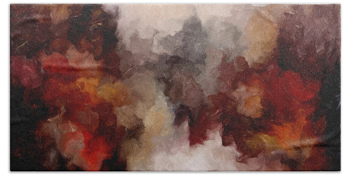 Abstract Bath Towel featuring the mixed media Autumn Abstract by Georgiana Romanovna