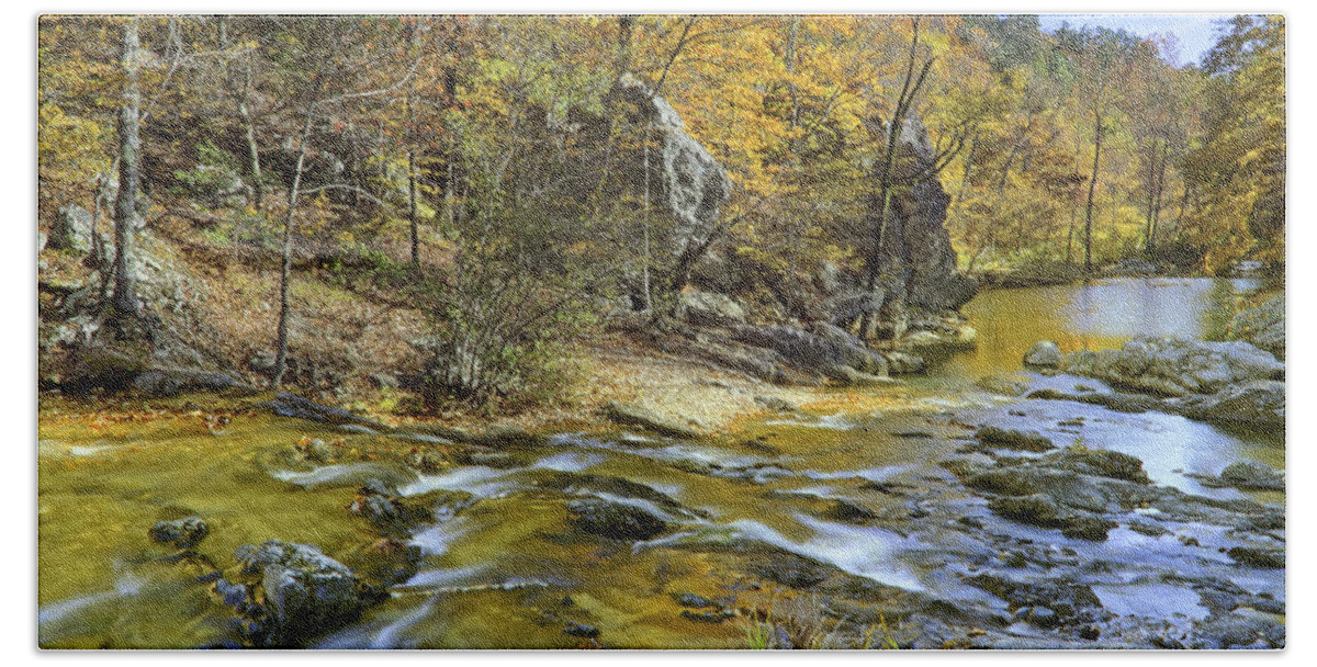 Autumn Hand Towel featuring the photograph Autumn at Little Missouri Falls - Arkansas - Ouachita National Forest by Jason Politte