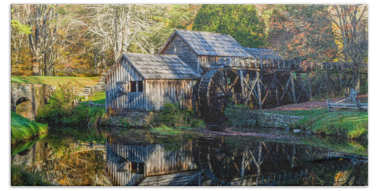 Brp Bath Sheet featuring the photograph Autumn at Mabry Mill by Lori Coleman
