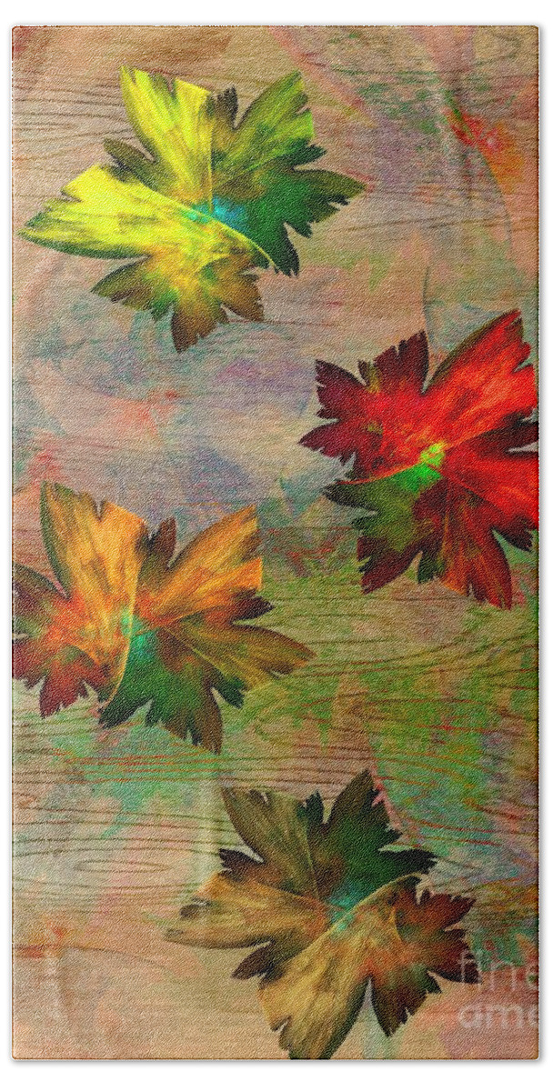 Abstract Bath Sheet featuring the digital art Autumn Leaf Fall by Klara Acel