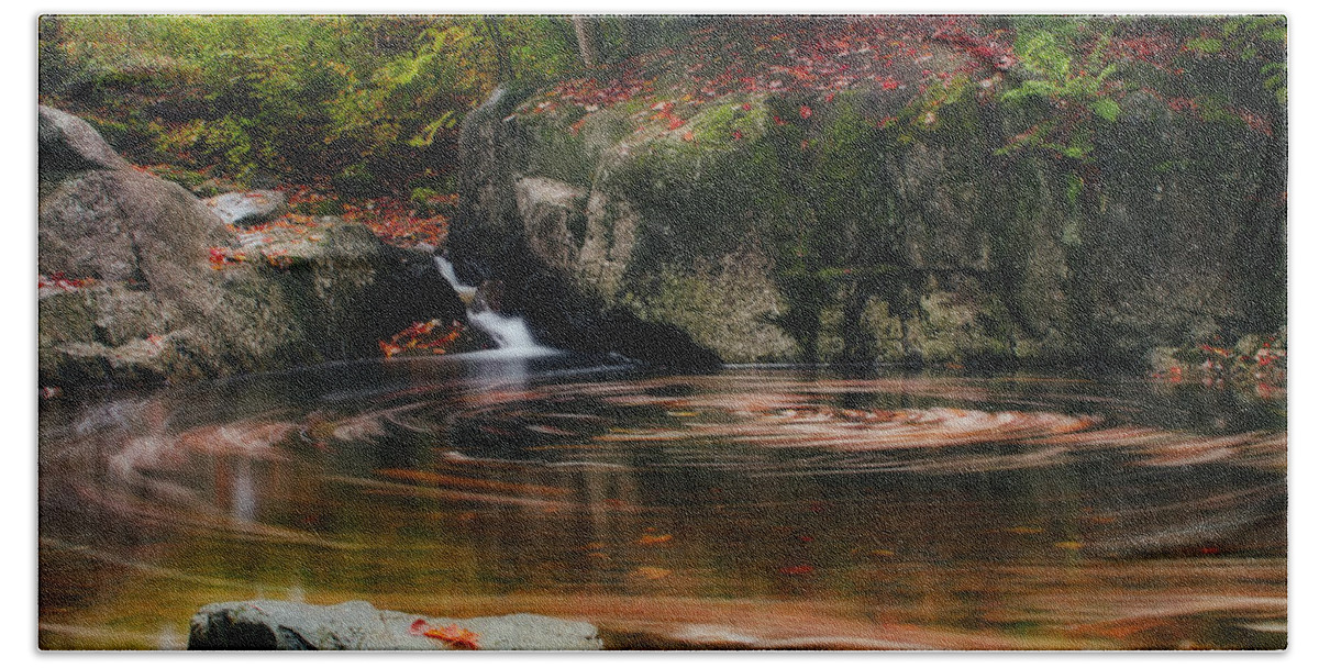 Autumn Bath Towel featuring the photograph Autumn Leaf Trails by John Vose
