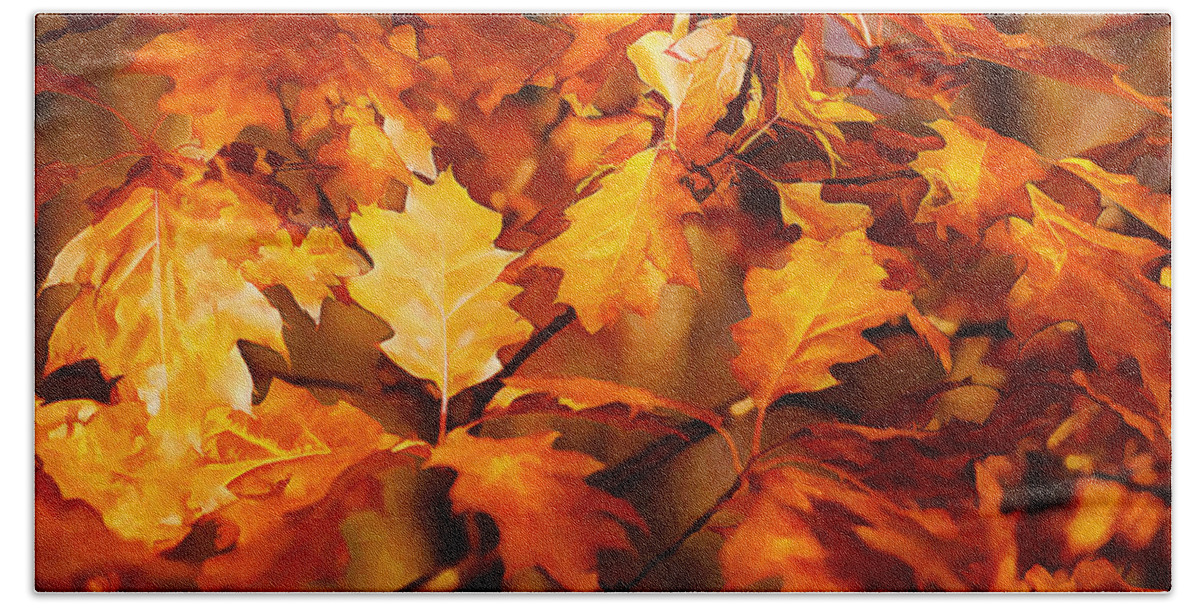 Autumn Bath Sheet featuring the photograph Autumn Leaves oil by Steve Harrington