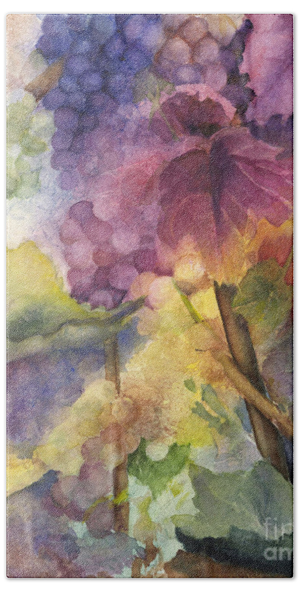 Grapes Bath Towel featuring the painting Autumn Magic I by Maria Hunt