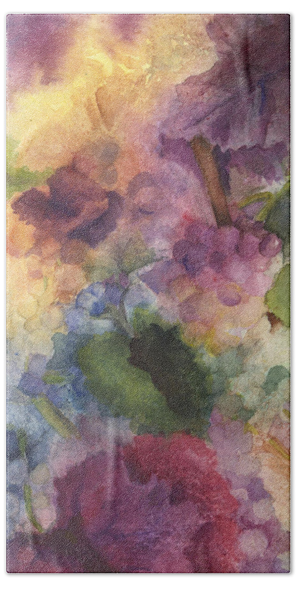 Grapevine Bath Towel featuring the painting Autumn Magic II by Maria Hunt
