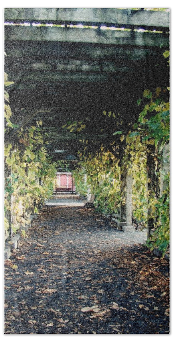 Tunnel Hand Towel featuring the photograph Autumn Pergola by Zinvolle Art