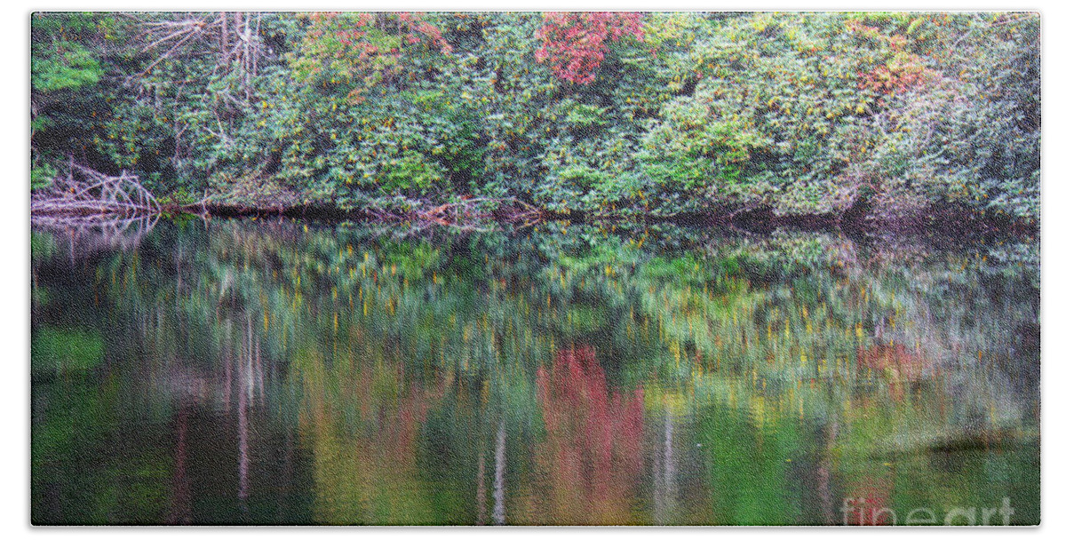 Landscape Bath Towel featuring the photograph Autumn Reflections by Melissa Petrey