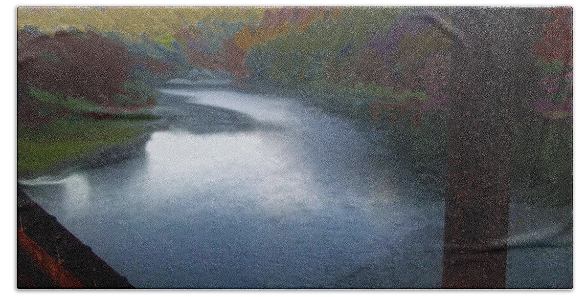 Autumn Hand Towel featuring the digital art Autumn River Valley by Joyce Wasser