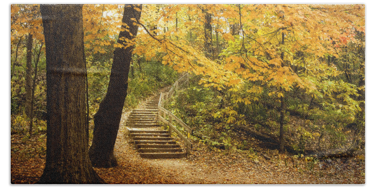 Autumn Hand Towel featuring the photograph Autumn Stairs by Scott Norris