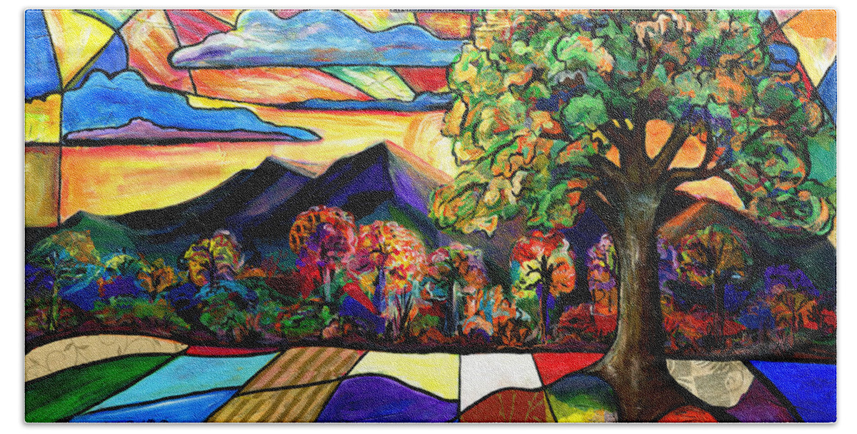 Everett Spruill Hand Towel featuring the painting Autumn Sunrise by Everett Spruill
