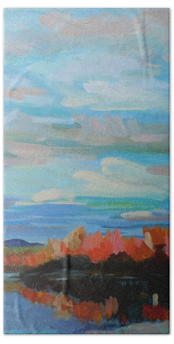 Landscape Bath Towel featuring the painting Autumn Sunrise by Francine Frank