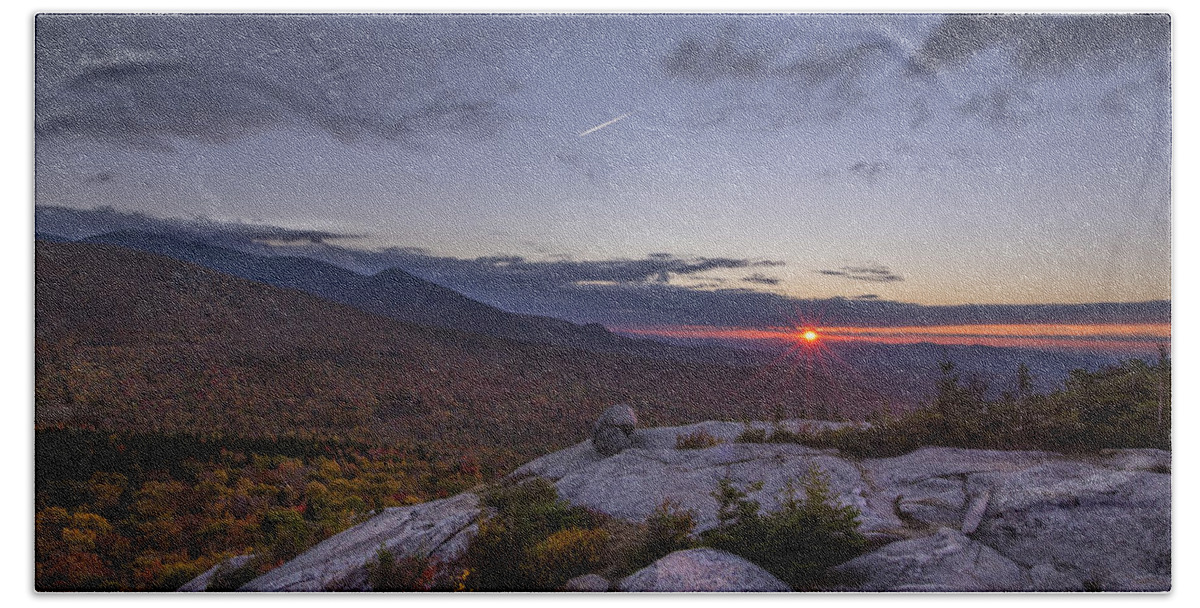 Newhampshire Hand Towel featuring the photograph Autumn Sunset over Sugarloaf Mountain by White Mountain Images