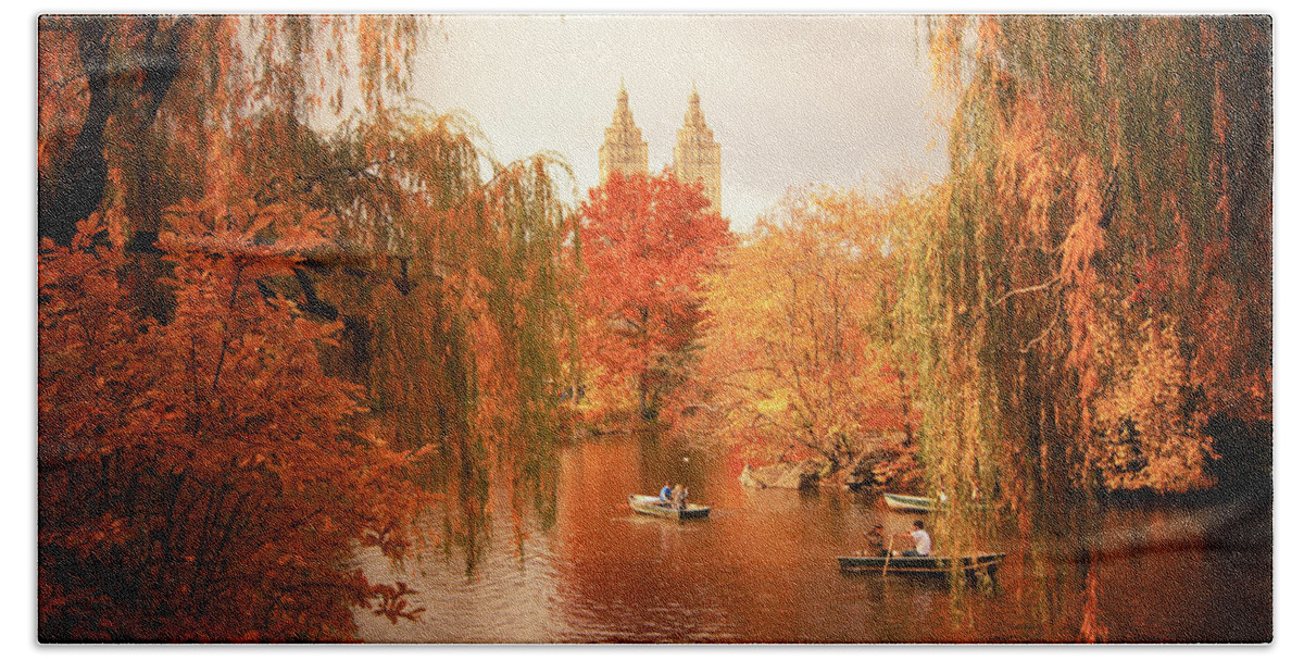 Autumn Bath Towel featuring the photograph Autumn Trees - Central Park - New York City by Vivienne Gucwa
