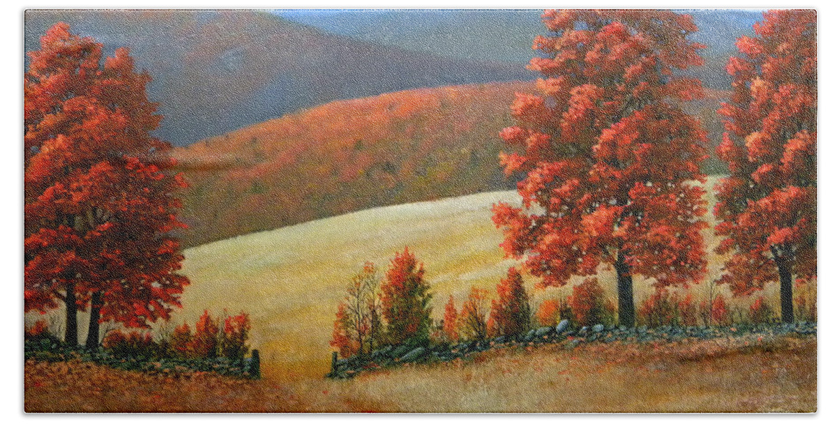 Landscape Hand Towel featuring the painting Autumns Glory by Frank Wilson