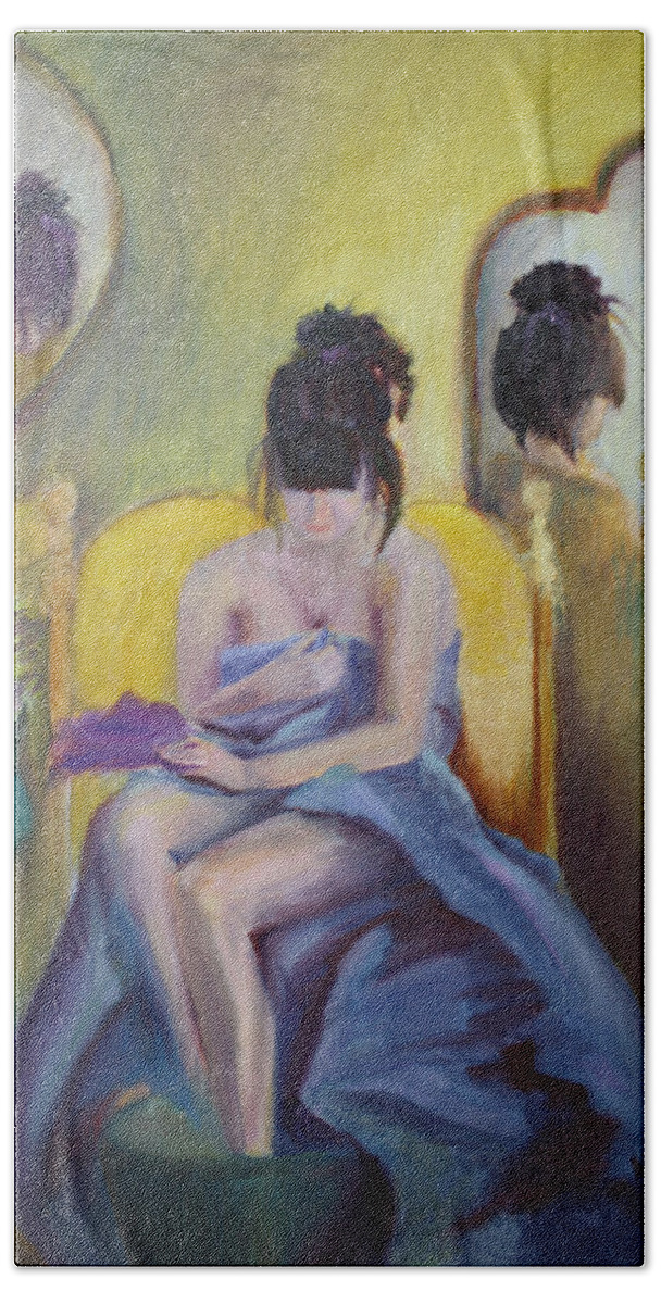 Awakening Bath Towel featuring the painting Awakening by Mary Beglau Wykes