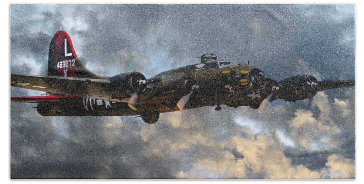 B17 Hand Towel featuring the digital art B17 Tribute by Airpower Art