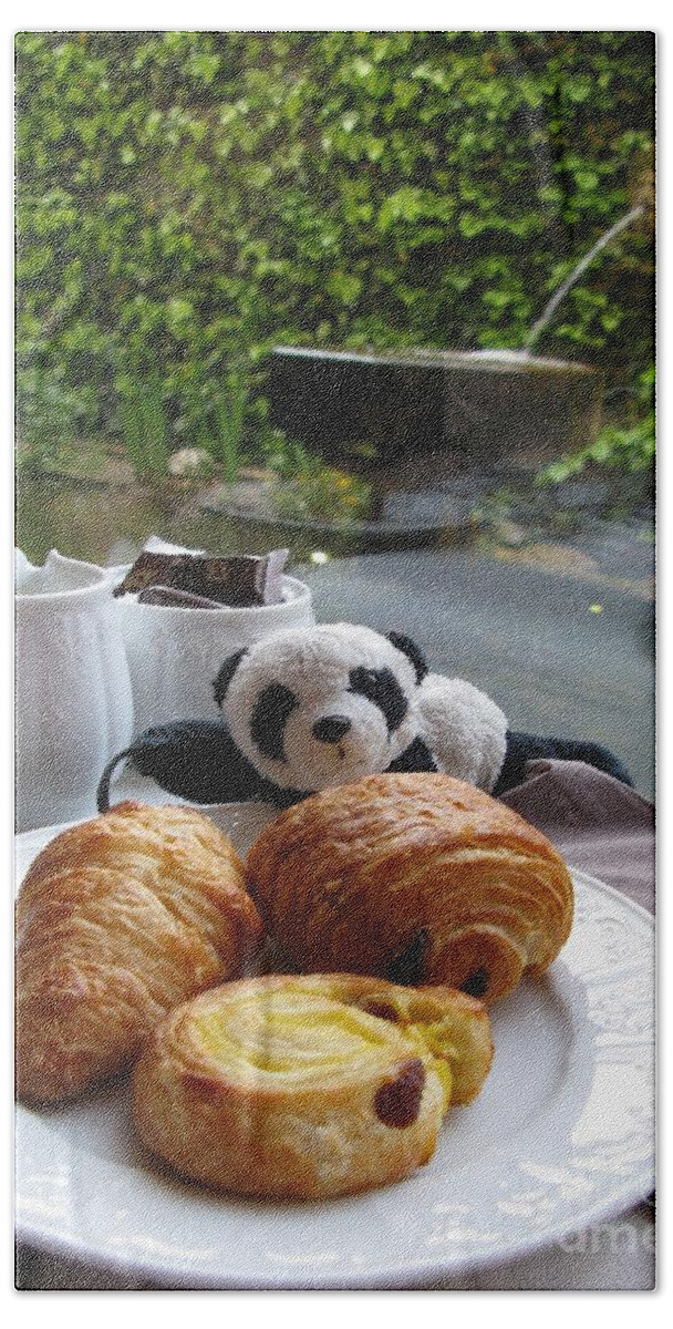 Food Hand Towel featuring the photograph Baby Panda And Croissant Rolls by Ausra Huntington nee Paulauskaite