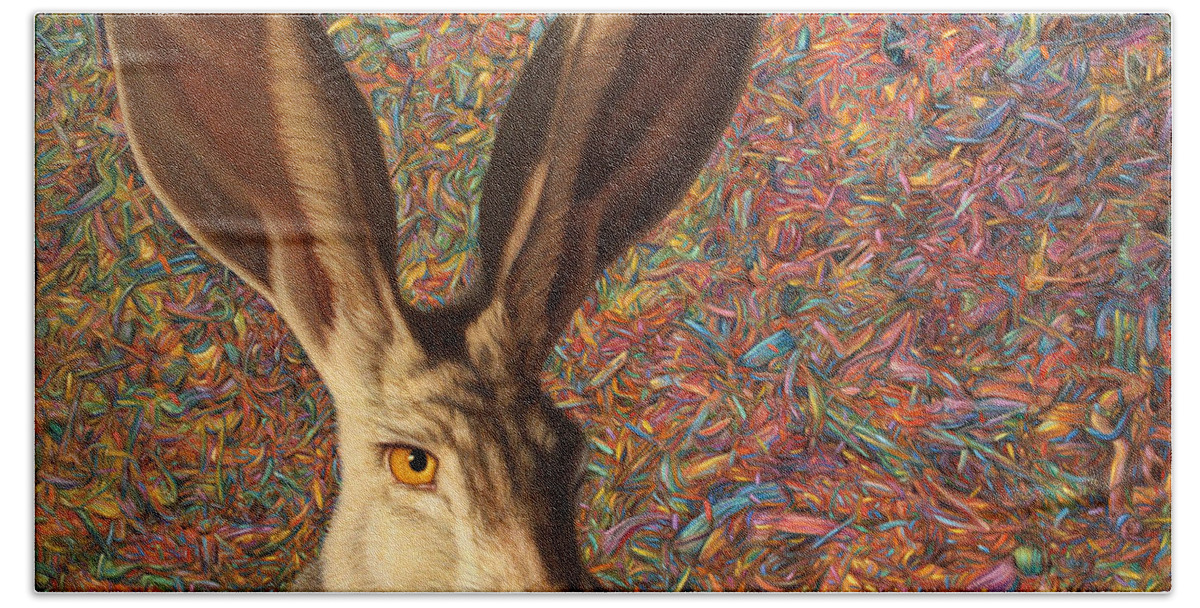Rabbit Bath Towel featuring the painting Background Noise by James W Johnson