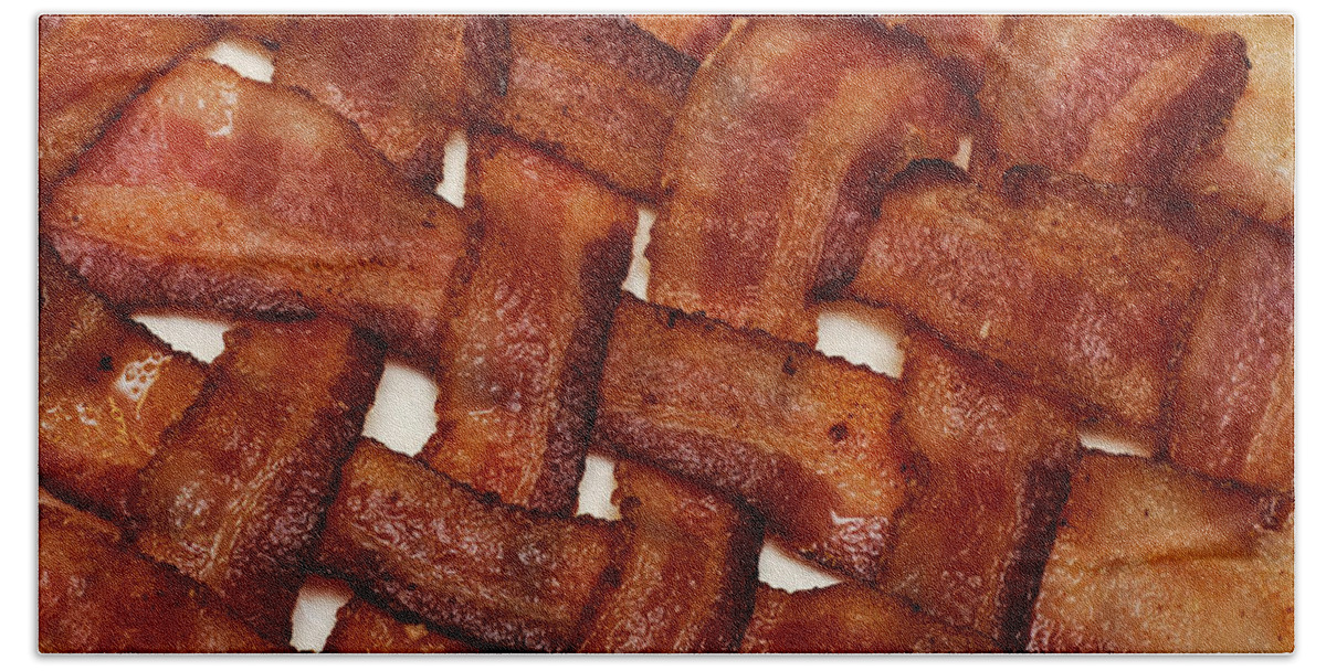 Bacon Hand Towel featuring the photograph Bacon Weave by Andee Design