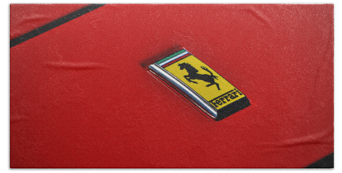Ferrari Hand Towel featuring the photograph Badge in Red by Dean Ferreira